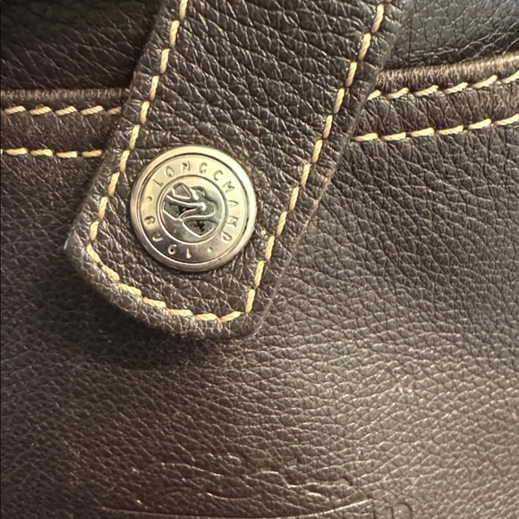 Beautiful Longchamp Leather Hobo shoulder bag deep brown w/ cream stitch - Picture 4 of 13